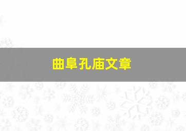 曲阜孔庙文章