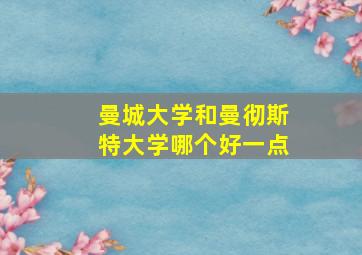 曼城大学和曼彻斯特大学哪个好一点