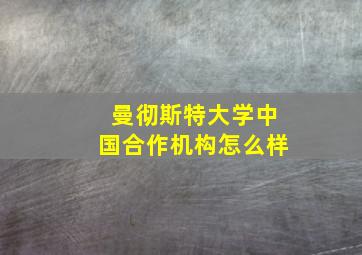 曼彻斯特大学中国合作机构怎么样