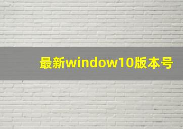 最新window10版本号