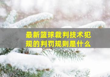 最新篮球裁判技术犯规的判罚规则是什么