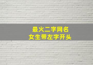 最火二字网名女生带左字开头