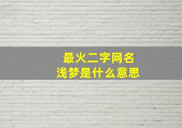 最火二字网名浅梦是什么意思