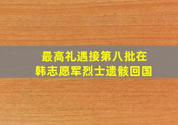 最高礼遇接第八批在韩志愿军烈士遗骸回国