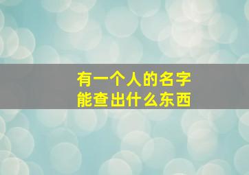 有一个人的名字能查出什么东西