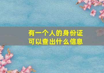 有一个人的身份证可以查出什么信息