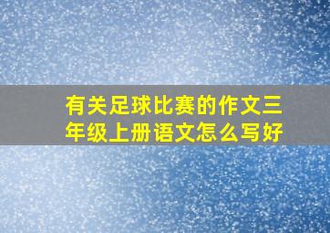 有关足球比赛的作文三年级上册语文怎么写好