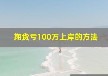 期货亏100万上岸的方法