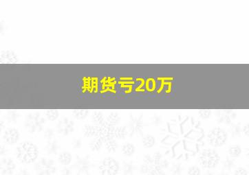 期货亏20万