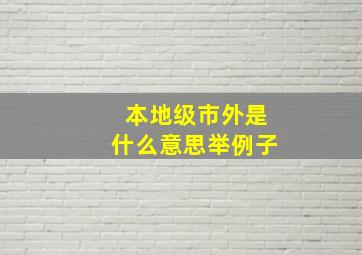 本地级市外是什么意思举例子