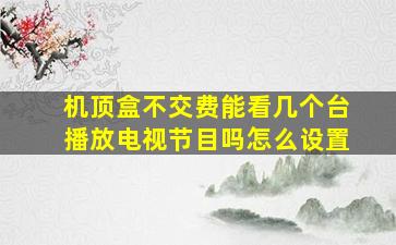 机顶盒不交费能看几个台播放电视节目吗怎么设置