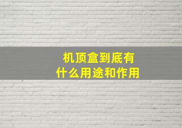 机顶盒到底有什么用途和作用