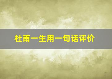 杜甫一生用一句话评价