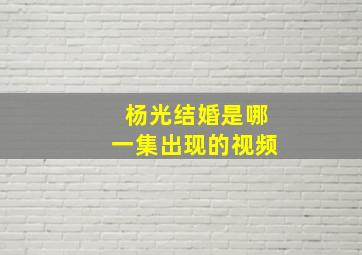 杨光结婚是哪一集出现的视频