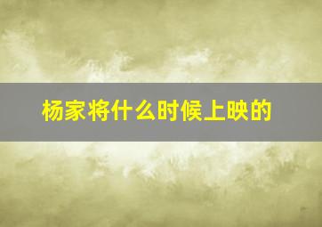 杨家将什么时候上映的