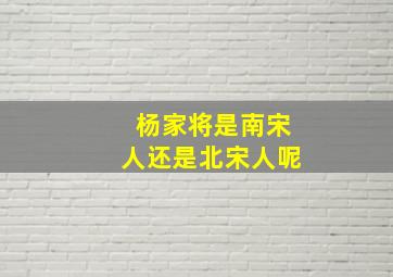 杨家将是南宋人还是北宋人呢