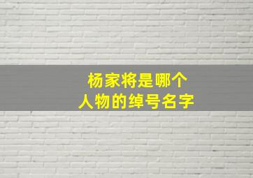 杨家将是哪个人物的绰号名字