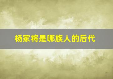 杨家将是哪族人的后代