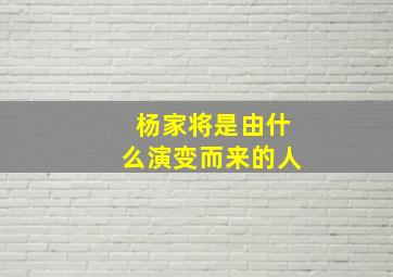 杨家将是由什么演变而来的人