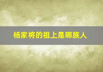 杨家将的祖上是哪族人