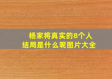 杨家将真实的8个人结局是什么呢图片大全