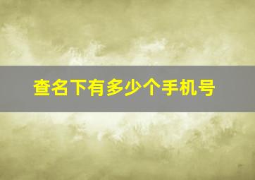 查名下有多少个手机号