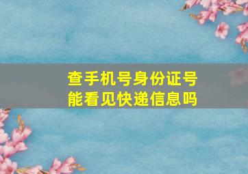 查手机号身份证号能看见快递信息吗