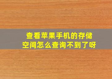 查看苹果手机的存储空间怎么查询不到了呀