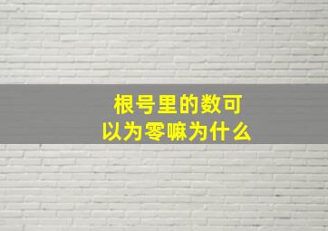 根号里的数可以为零嘛为什么