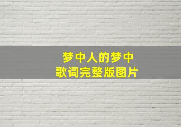 梦中人的梦中歌词完整版图片