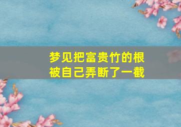 梦见把富贵竹的根被自己弄断了一截