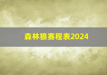 森林狼赛程表2024