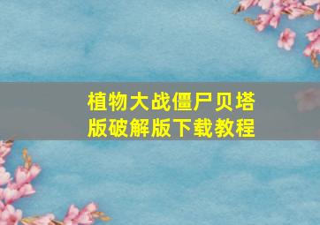 植物大战僵尸贝塔版破解版下载教程