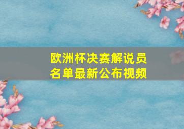 欧洲杯决赛解说员名单最新公布视频