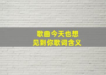 歌曲今天也想见到你歌词含义