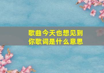 歌曲今天也想见到你歌词是什么意思