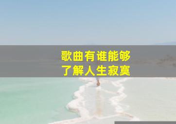 歌曲有谁能够了解人生寂寞