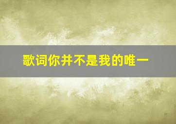 歌词你并不是我的唯一