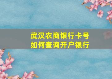 武汉农商银行卡号如何查询开户银行