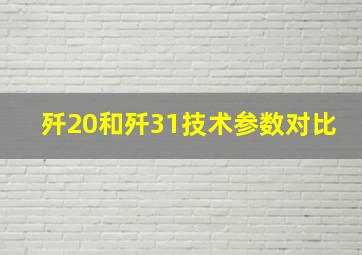 歼20和歼31技术参数对比