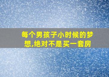 每个男孩子小时候的梦想,绝对不是买一套房