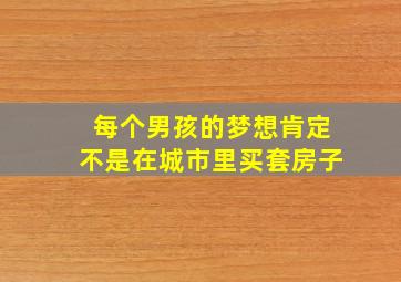 每个男孩的梦想肯定不是在城市里买套房子