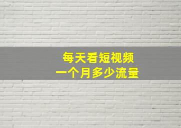 每天看短视频一个月多少流量