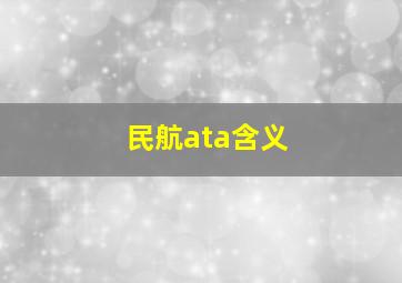 民航ata含义