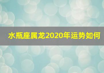 水瓶座属龙2020年运势如何