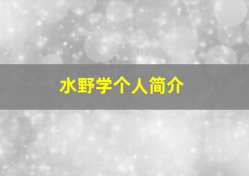 水野学个人简介