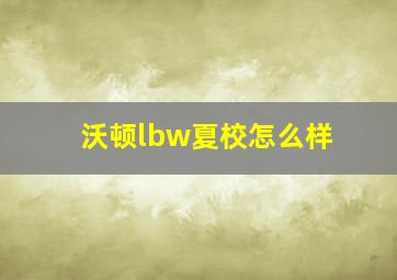 沃顿lbw夏校怎么样