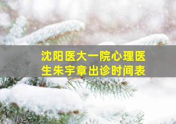 沈阳医大一院心理医生朱宇章出诊时间表