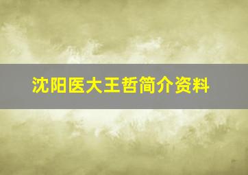 沈阳医大王哲简介资料