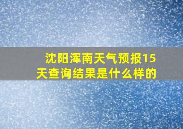 沈阳浑南天气预报15天查询结果是什么样的